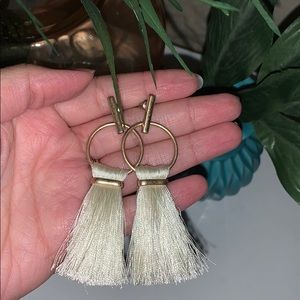 Cream & Gold Tassel earringss